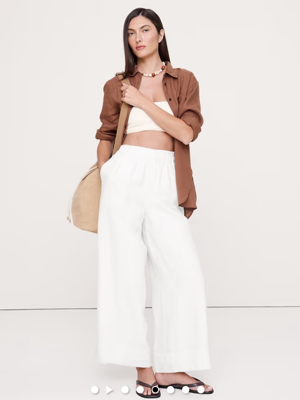 HIGH-RISE WIDE-LEG LINEN PULL-ON ANKLE PANT